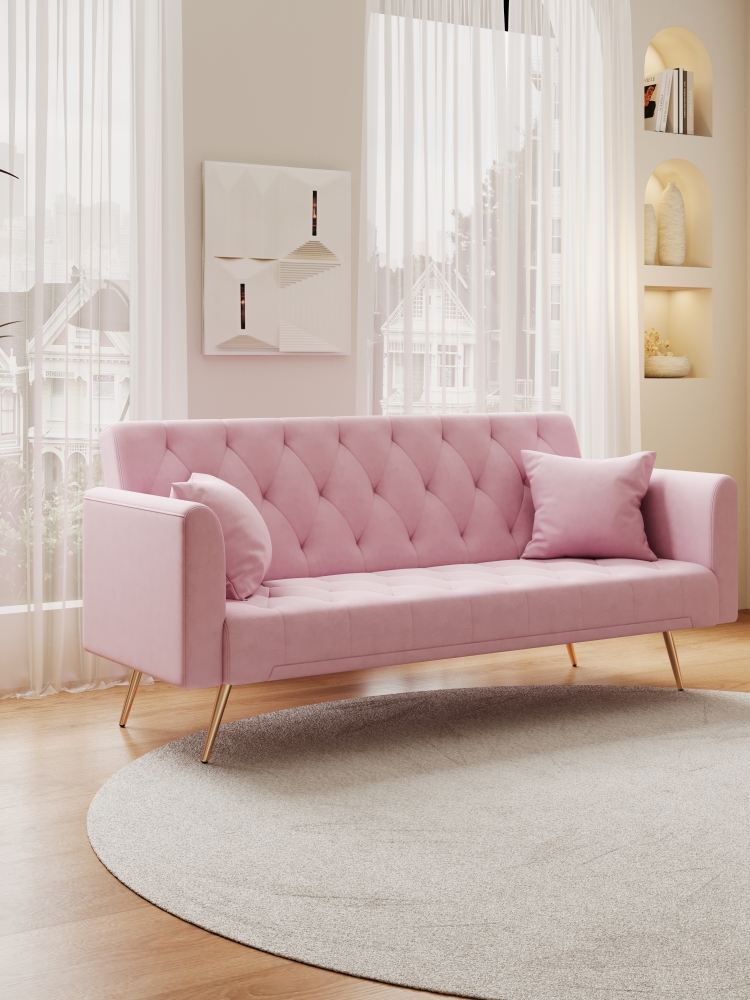 71-inch convertible love seat sofa, American vintage velvet material, suitable for small living room, bedroom, office