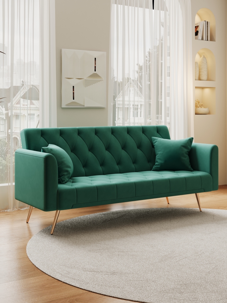 71-inch convertible love seat sofa, American vintage velvet material, suitable for small living room, bedroom, office