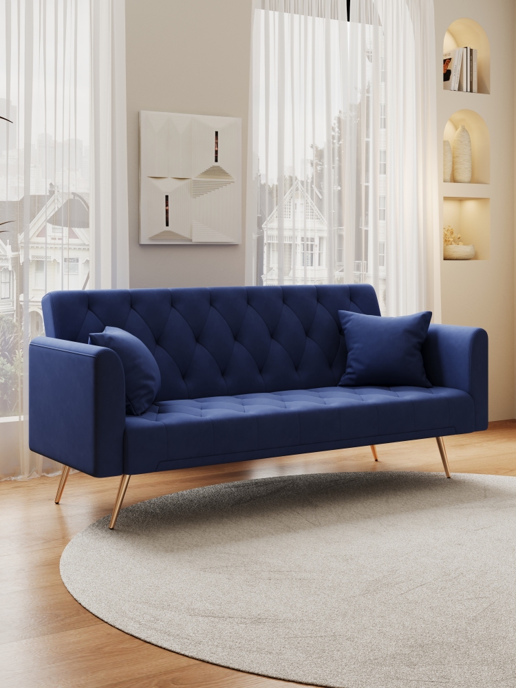 71-inch convertible love seat sofa, American vintage velvet material, suitable for small living room, bedroom, office