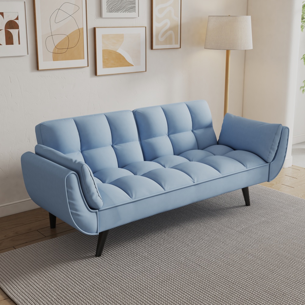 74 " sofa Soft two armrests throw pillow pillow comfortable fit apartment bedroom small space