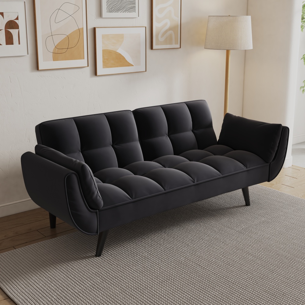 74 " sofa Soft two armrests throw pillow pillow comfortable fit apartment bedroom small space