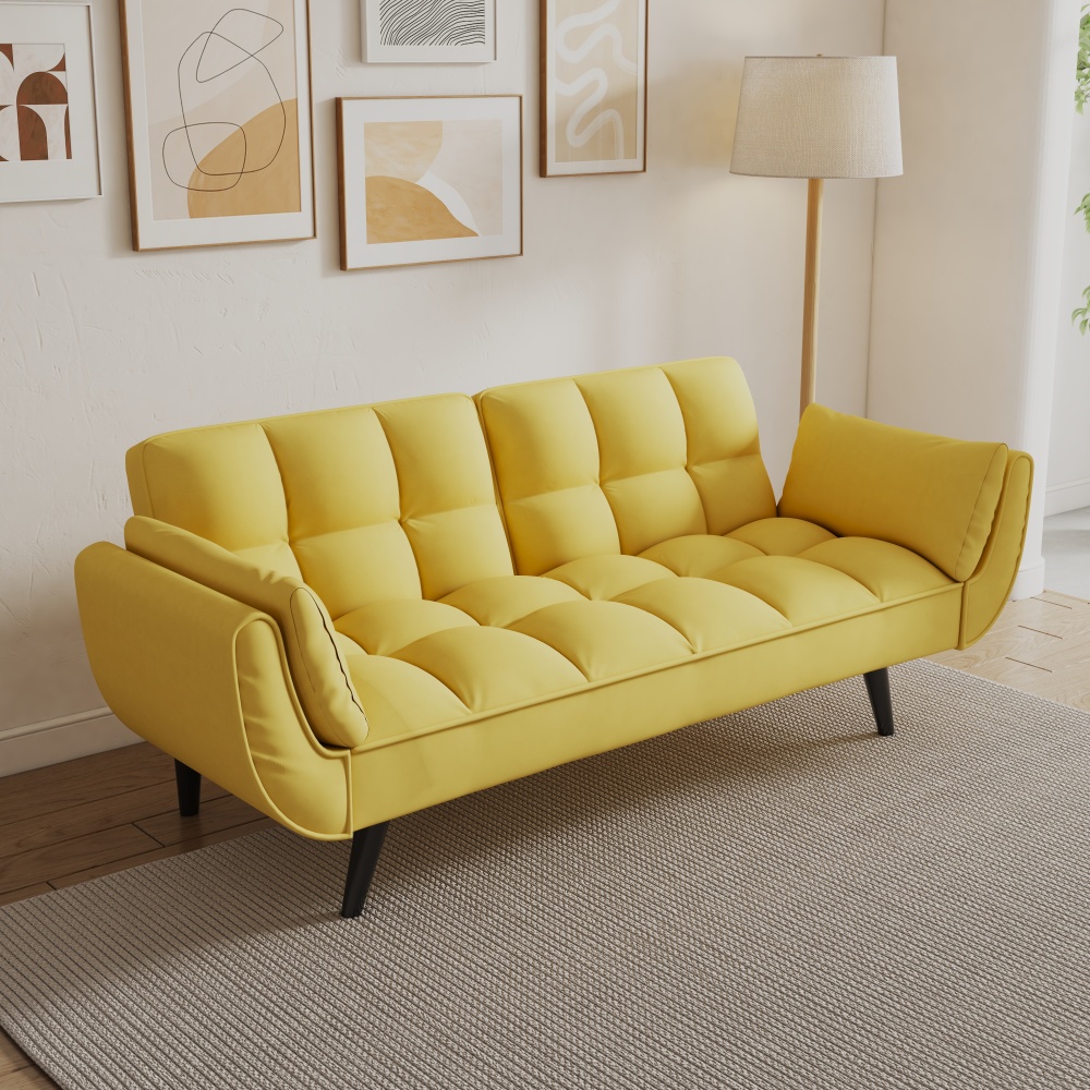 74 " sofa Soft two armrests throw pillow pillow comfortable fit apartment bedroom small space