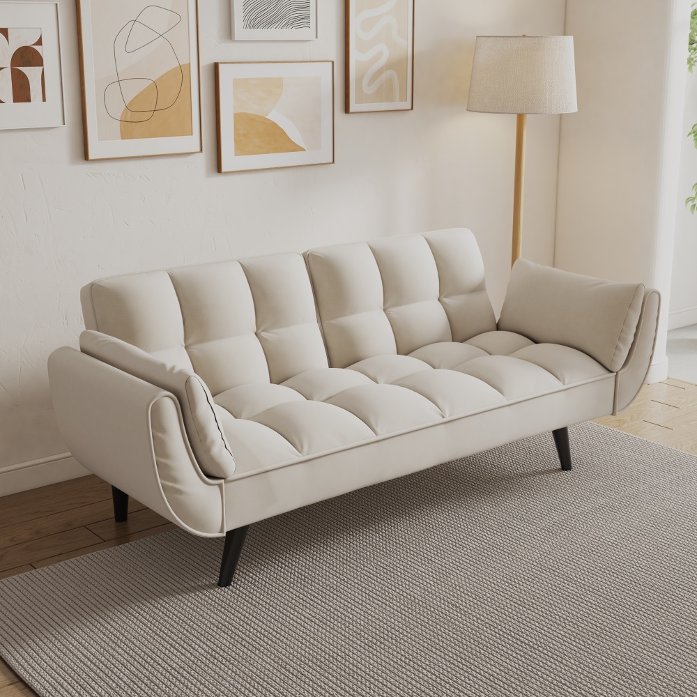 74 " sofa Soft two armrests throw pillow pillow comfortable fit apartment bedroom small space