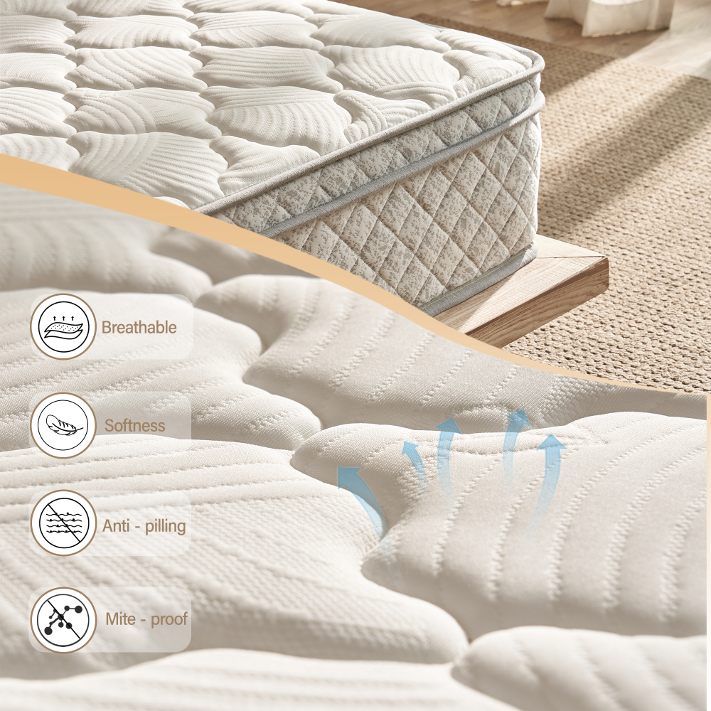 12 Inch Hybrid Mattress in a Box with Memory Foam and Pocket Spring for Pressure Relief & Comfort Sleep & Zoned Support, Medium Firm,CertiPUR-US & OEKO-TEX