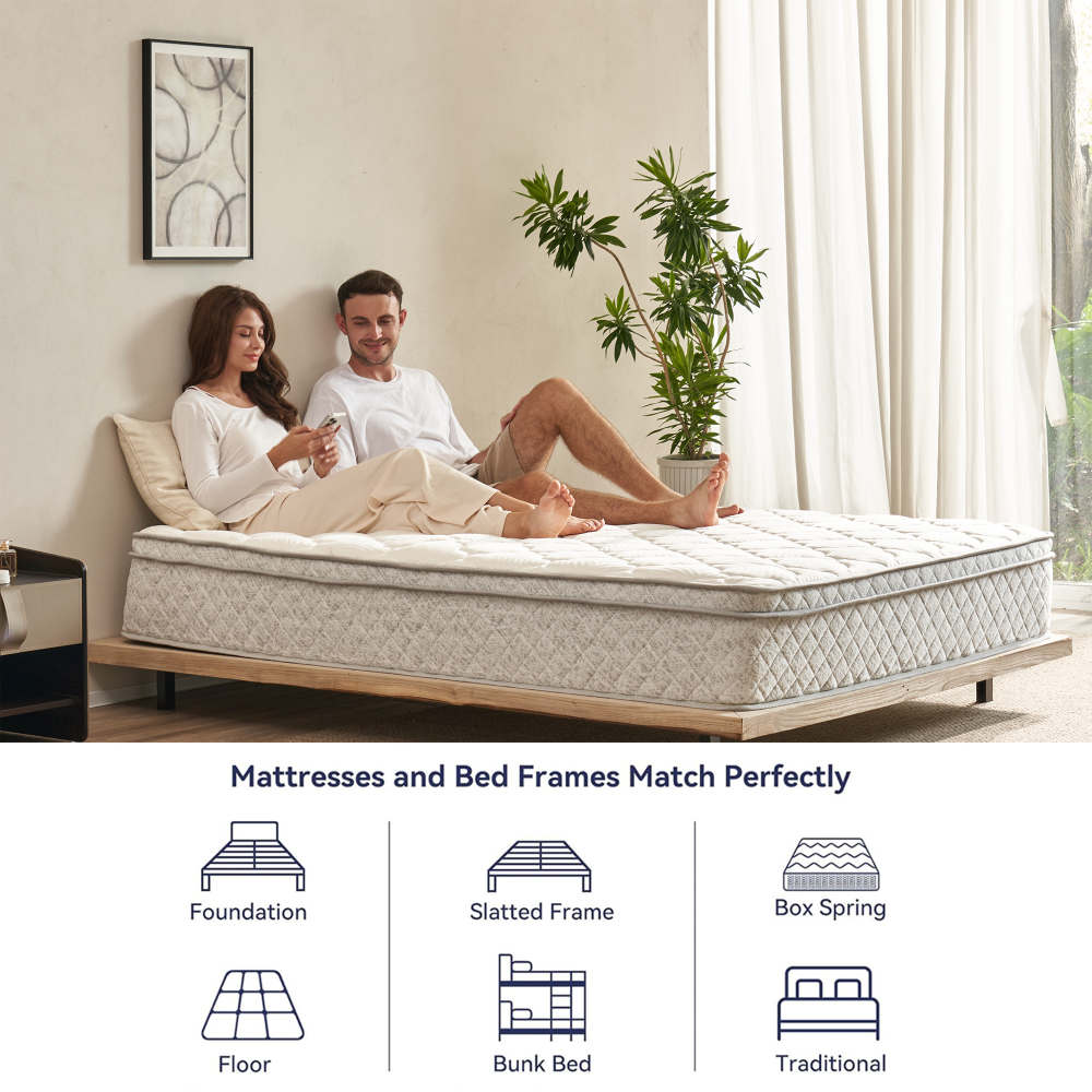 12 Inch Hybrid Mattress in a Box with Memory Foam and Pocket Spring for Pressure Relief & Comfort Sleep & Zoned Support, Medium Firm,CertiPUR-US & OEKO-TEX