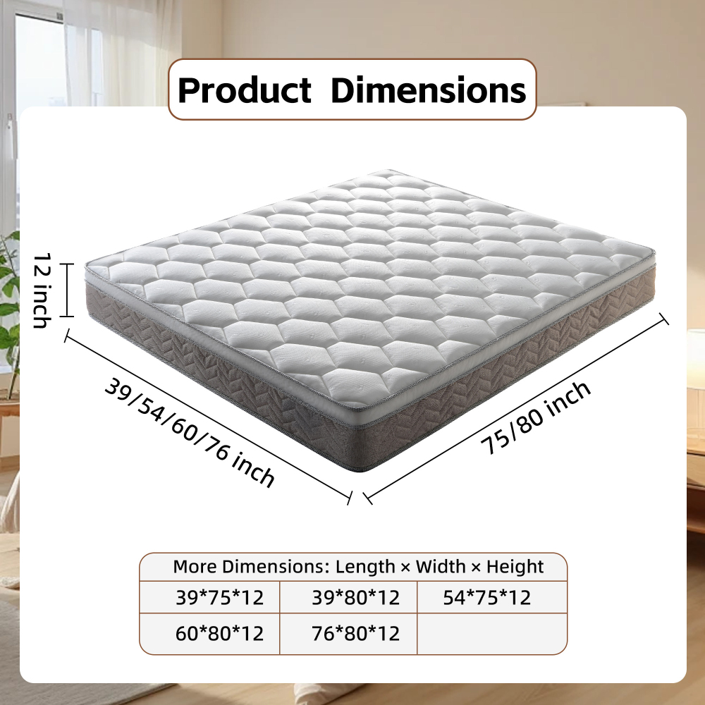 12 inch Hybrid Mattress in a Box,Individual Pocket coil, Medium Firm, Memory Foam Mattress