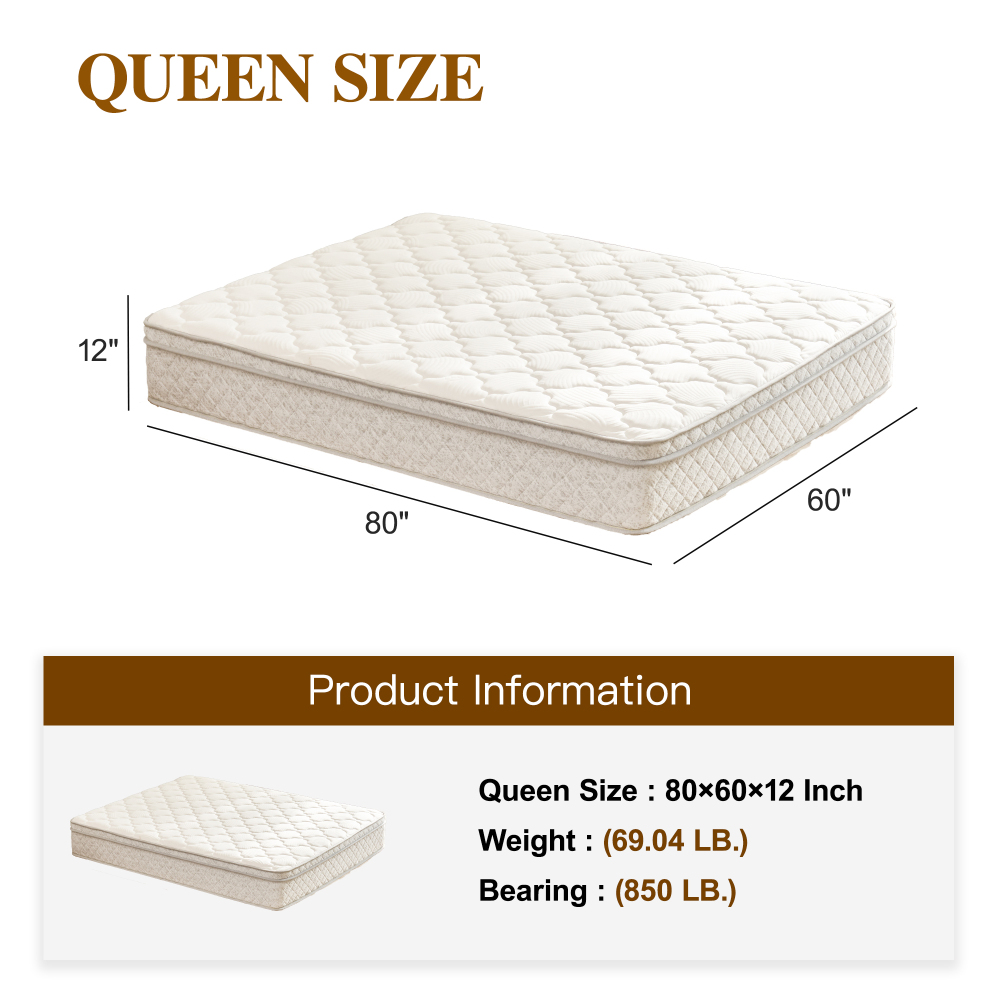 12 Inch Hybrid Mattress in a Box with Memory Foam and Pocket Spring for Pressure Relief & Comfort Sleep & Zoned Support, Medium Firm,CertiPUR-US & OEKO-TEX