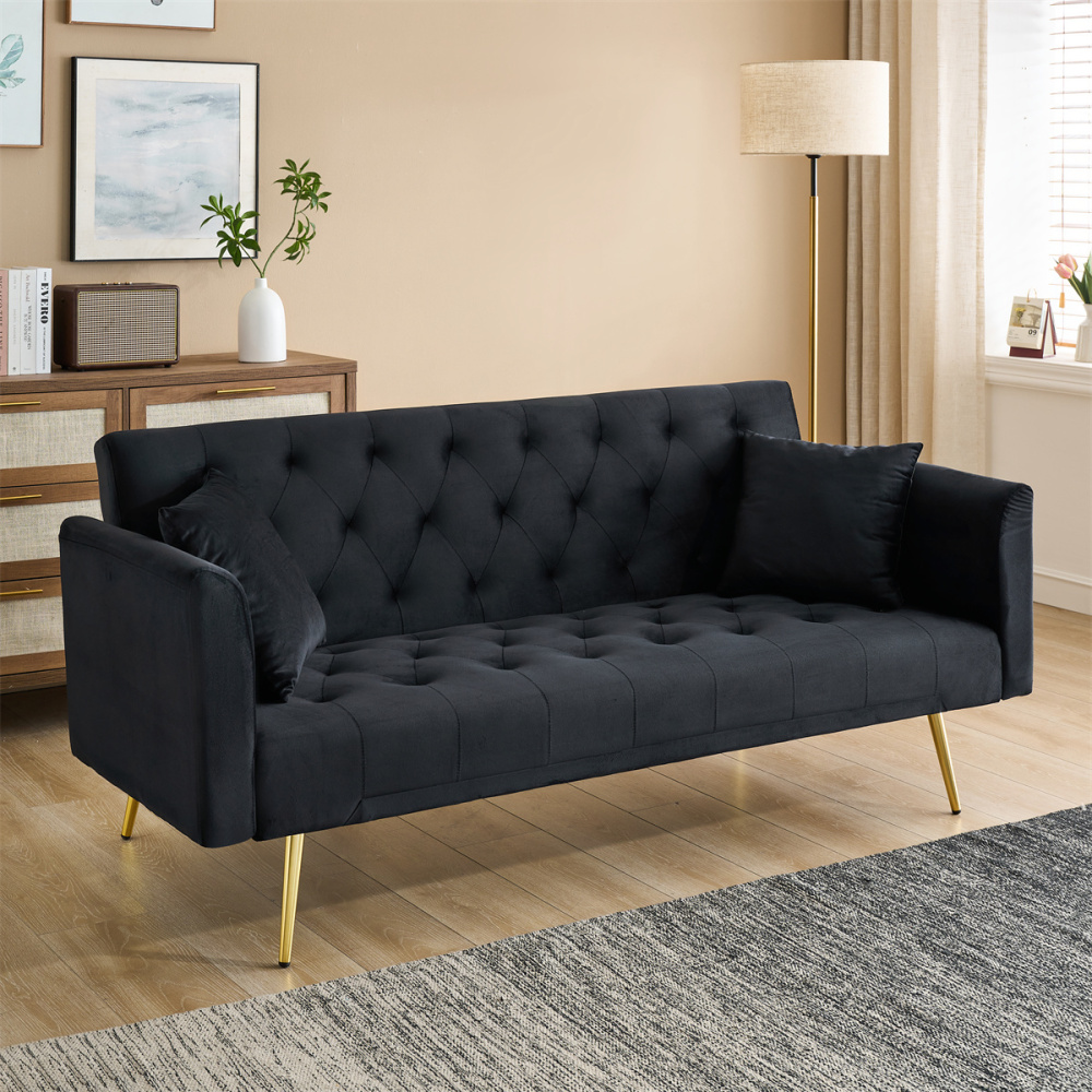 71-inch convertible love seat sofa, American vintage velvet material, suitable for small living room, bedroom, office