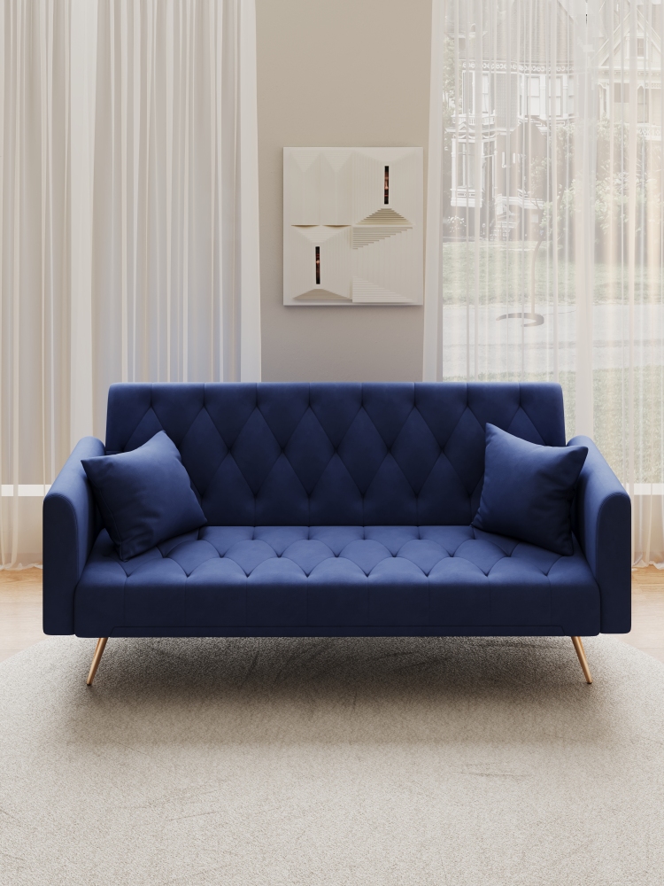 71-inch convertible love seat sofa, American vintage velvet material, suitable for small living room, bedroom, office