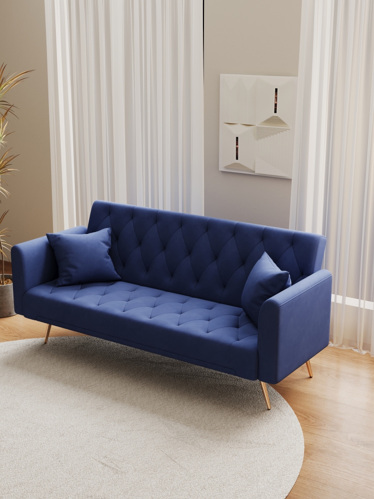 71-inch convertible love seat sofa, American vintage velvet material, suitable for small living room, bedroom, office