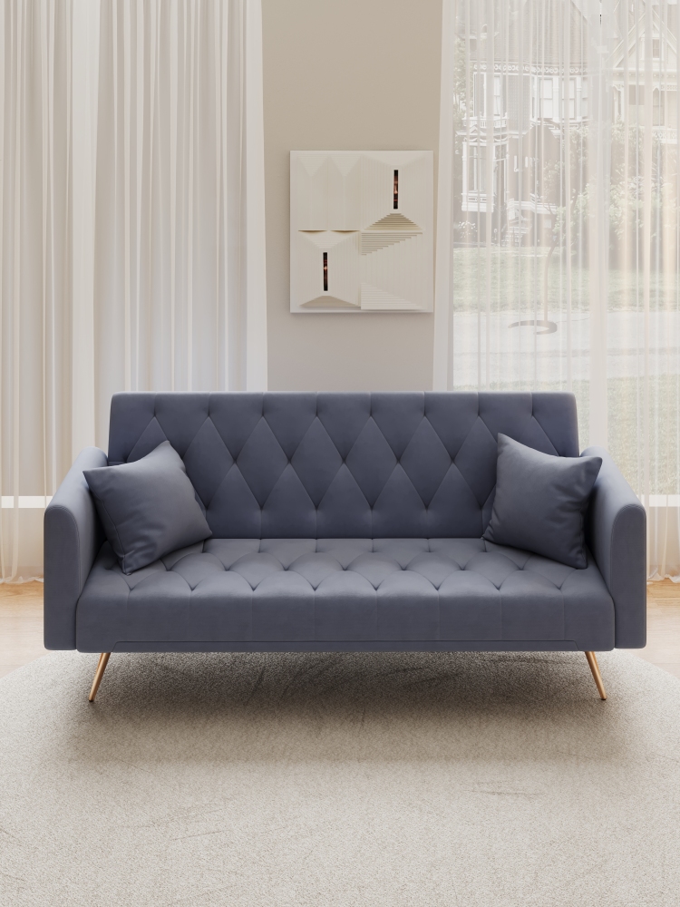 71-inch convertible love seat sofa, American vintage velvet material, suitable for small living room, bedroom, office