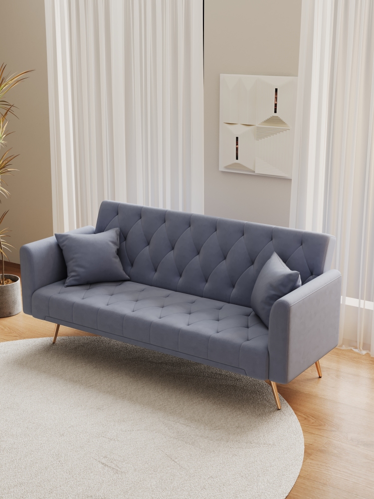 71-inch convertible love seat sofa, American vintage velvet material, suitable for small living room, bedroom, office