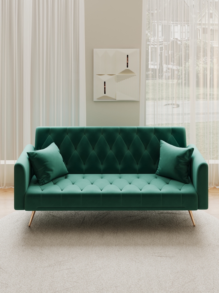 71-inch convertible love seat sofa, American vintage velvet material, suitable for small living room, bedroom, office