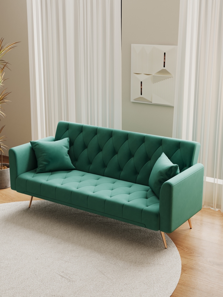 71-inch convertible love seat sofa, American vintage velvet material, suitable for small living room, bedroom, office