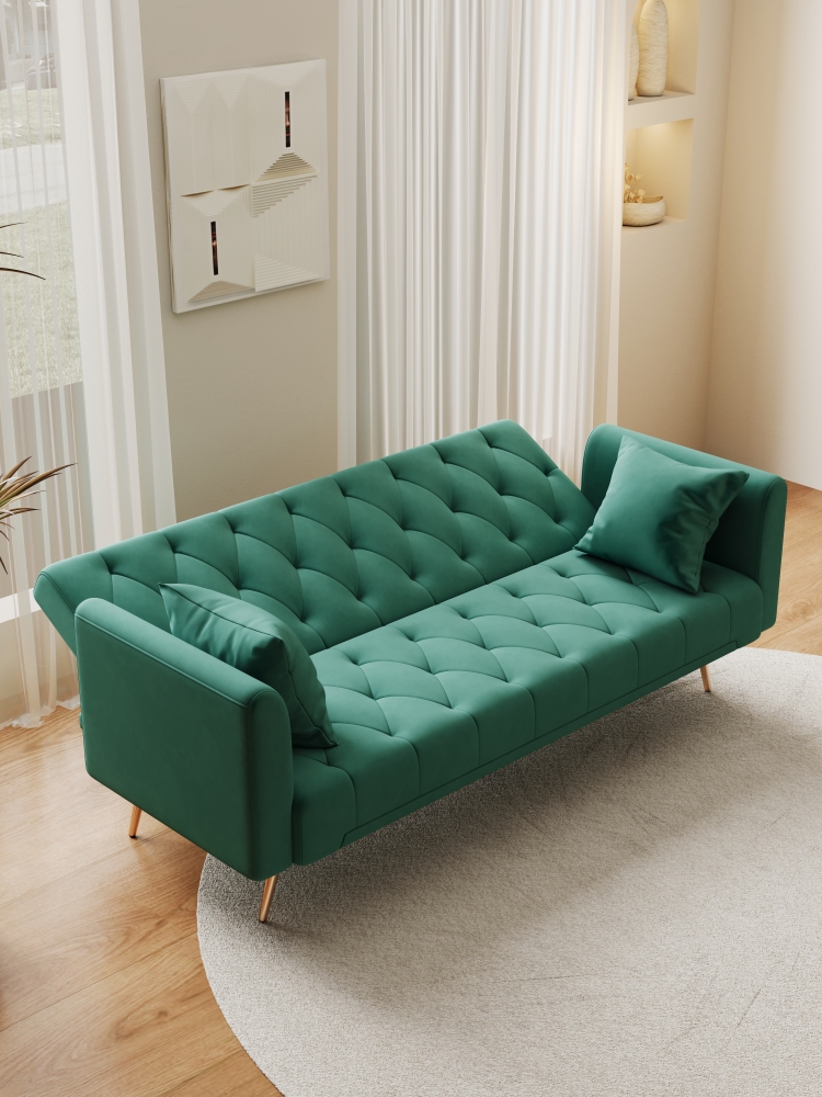 71-inch convertible love seat sofa, American vintage velvet material, suitable for small living room, bedroom, office