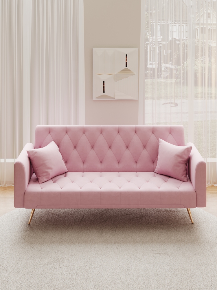 71-inch convertible love seat sofa, American vintage velvet material, suitable for small living room, bedroom, office