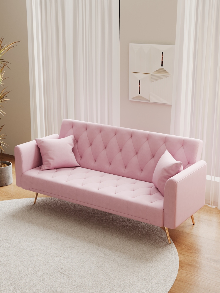 71-inch convertible love seat sofa, American vintage velvet material, suitable for small living room, bedroom, office