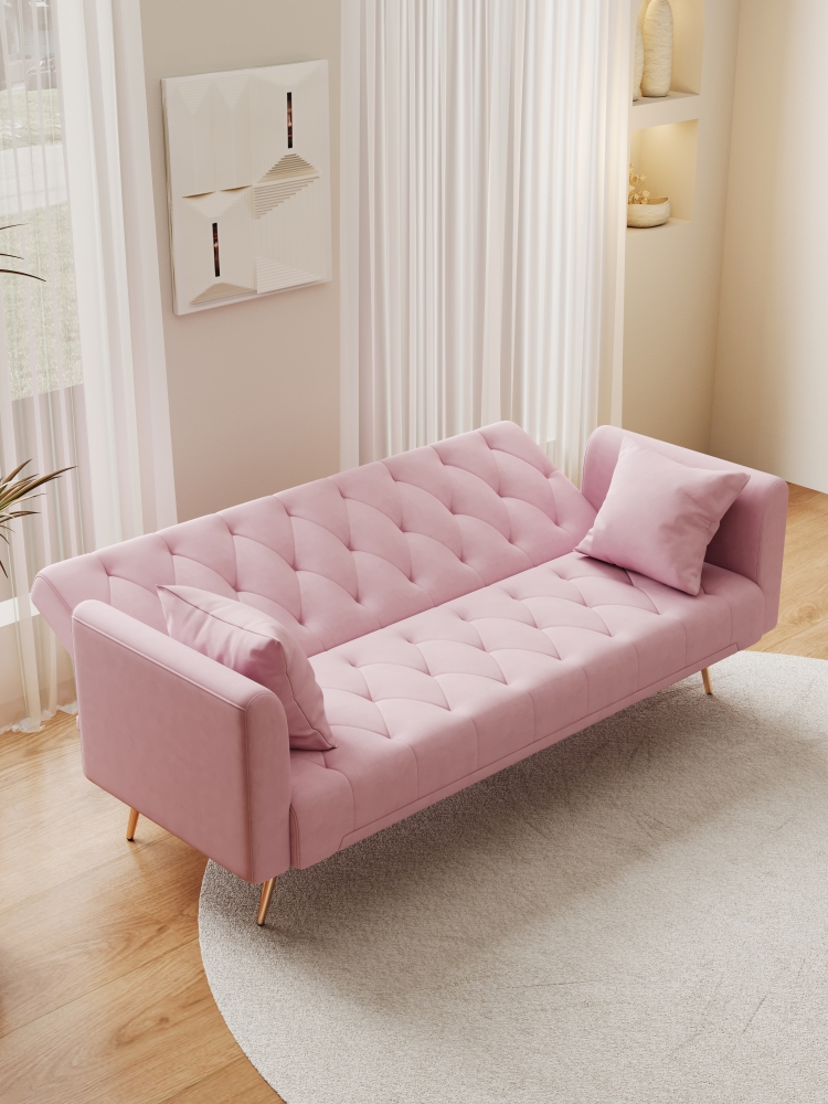 71-inch convertible love seat sofa, American vintage velvet material, suitable for small living room, bedroom, office