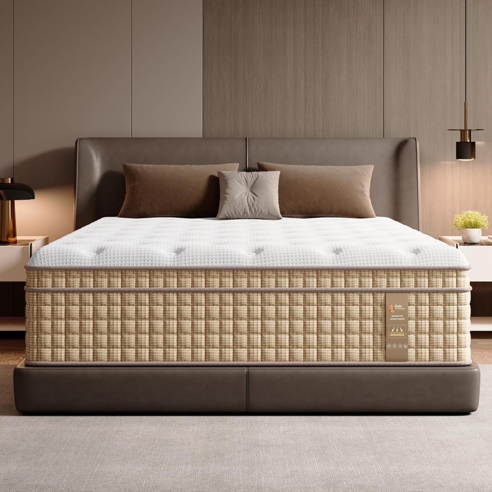 Mattress 12 Inch, 7-Zone Contouring Bed in a Box,Firm Hotel Collection Hybrid Mattresses with Extra Lumbar & Shoulder Support