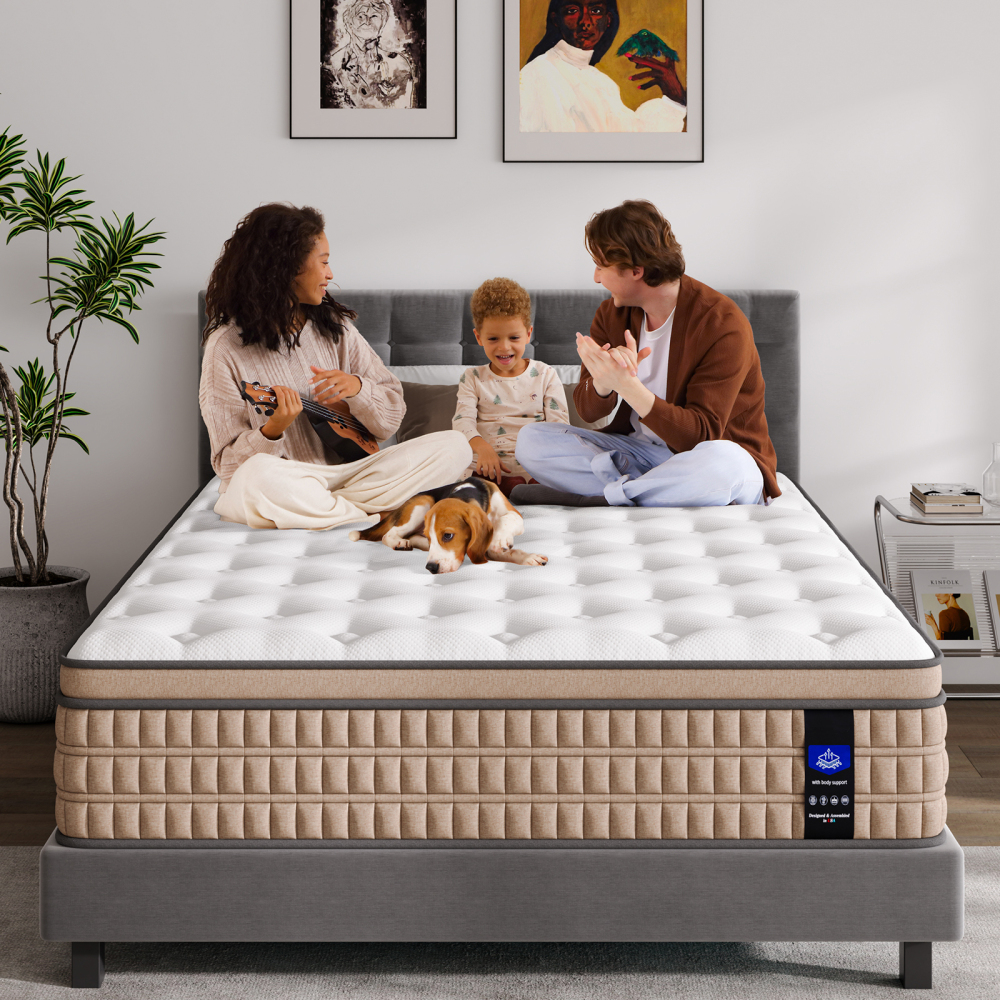 14 Inch King Mattress - Hotel-Collection Hybrid Mattress with Gel Memory Foam & Pocket Springs, Comfortable Modern Bed Furniture