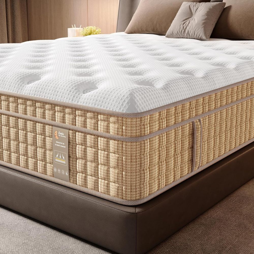 Mattress 12 Inch, 7-Zone Contouring Bed in a Box,Firm Hotel Collection Hybrid Mattresses with Extra Lumbar & Shoulder Support