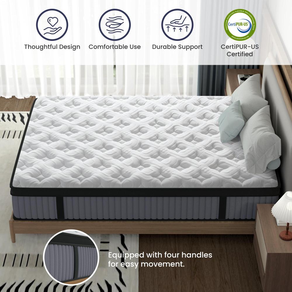 14 Inch Hybrid Mattress King – Memory Foam & Pocket Spring Bed – Cooling, Pressure Relief, Back & Hip Support – Luxury Ergonomic Mattress