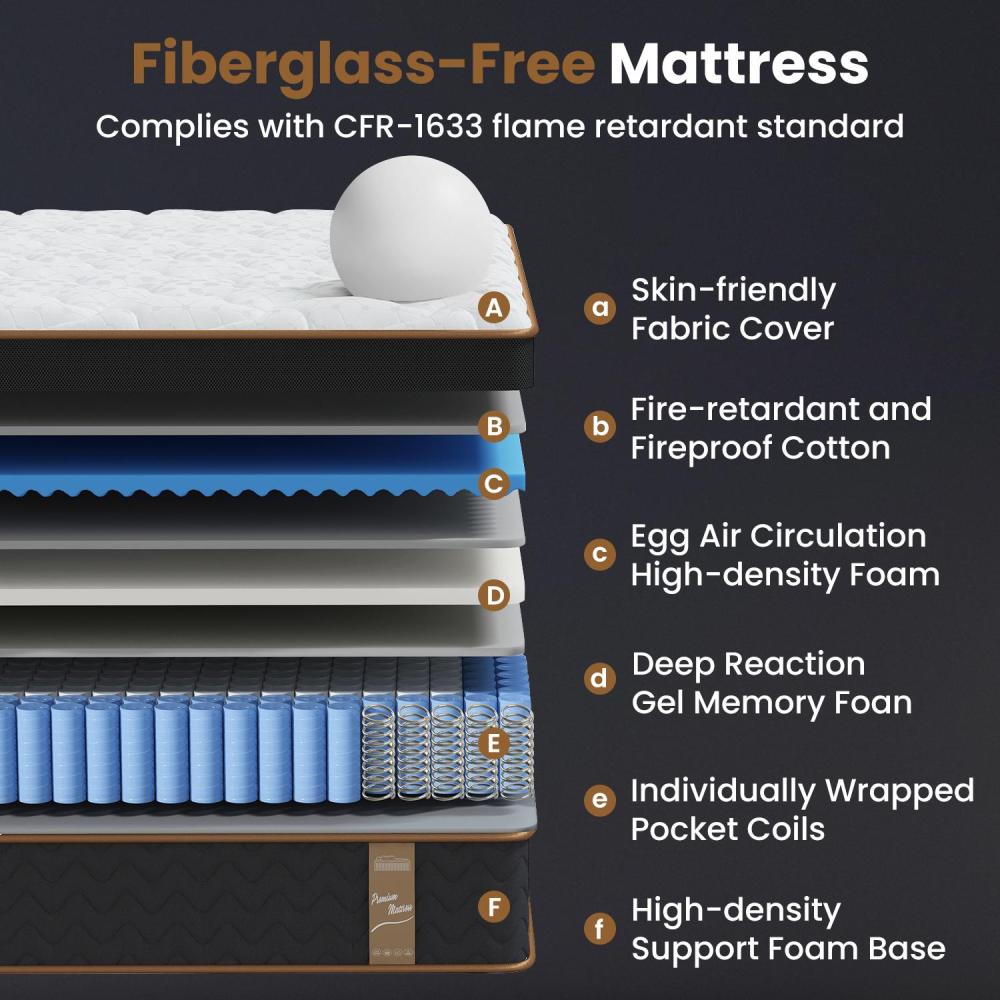 10" Queen Plush Hybrid Mattresses with Independently Encased Coils & Gel Memory Foam, Fiberglass-Free, Motion Isolation-Edge Support, Mattress in a Box, CertiPUR-US Certified