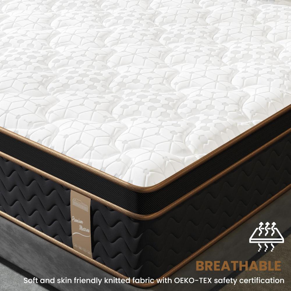 10" Queen Plush Hybrid Mattresses with Independently Encased Coils & Gel Memory Foam, Fiberglass-Free, Motion Isolation-Edge Support, Mattress in a Box, CertiPUR-US Certified