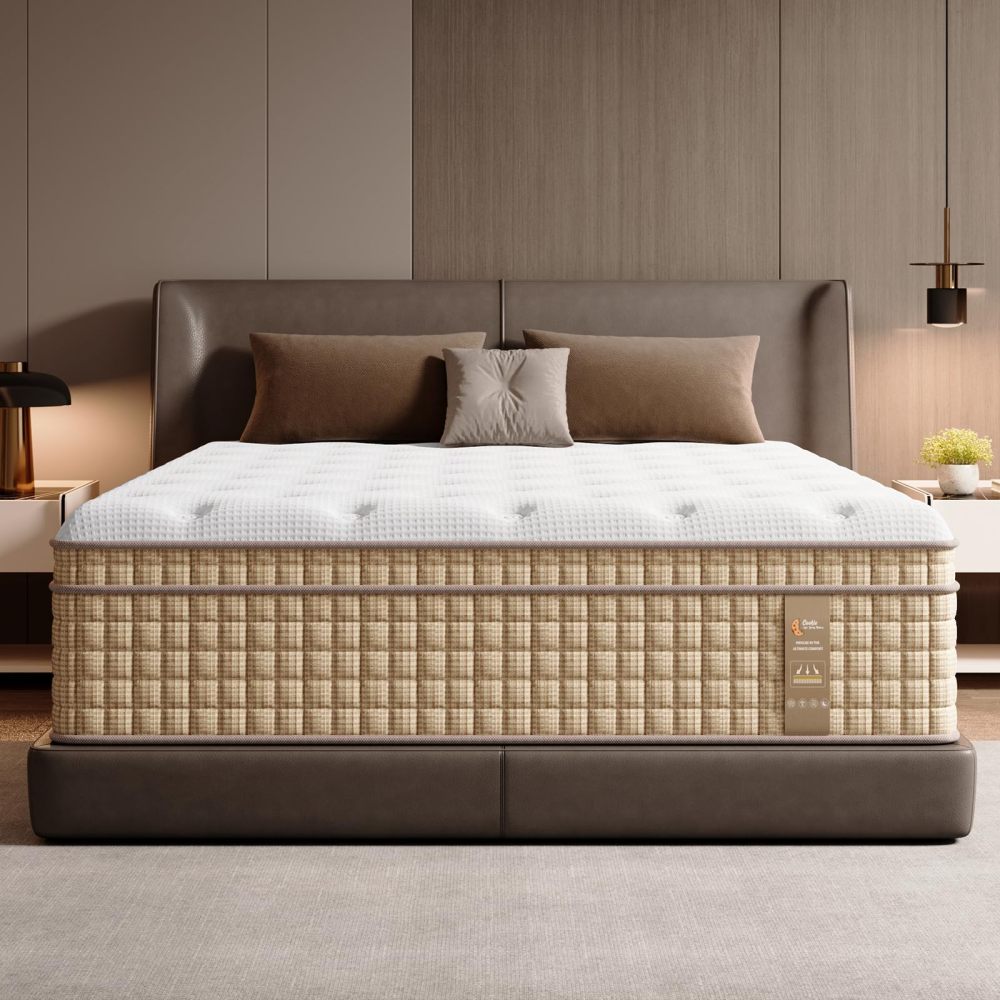 14 Inch Hybrid Mattress with Independently Encased Springs & Gel Memory Foam, Medium-Firm, Fiberglass-Free, CertiPUR-US Certified, Mattress in a Box