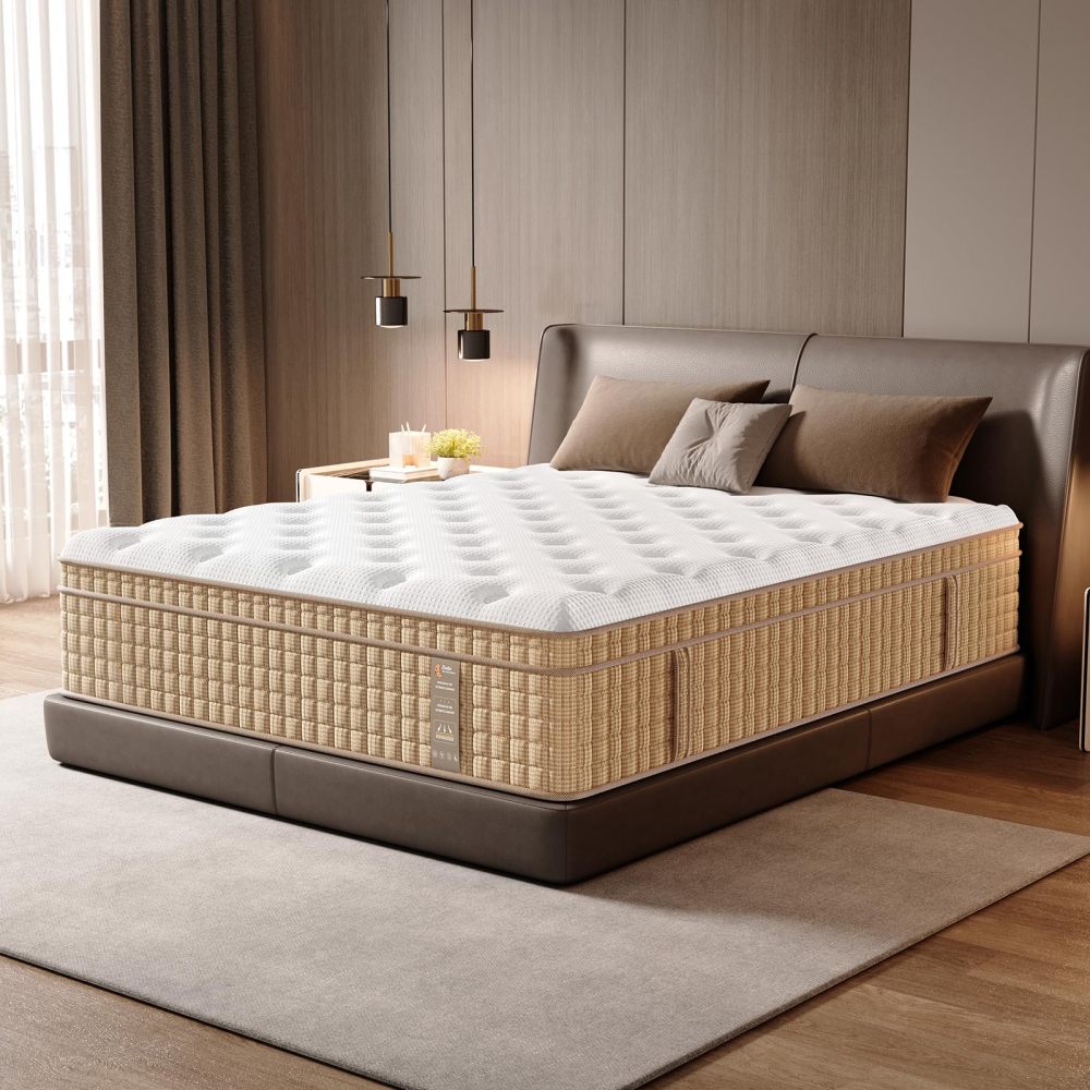 14 Inch Hybrid Mattress with Independently Encased Springs & Gel Memory Foam, Medium-Firm, Fiberglass-Free, CertiPUR-US Certified, Mattress in a Box