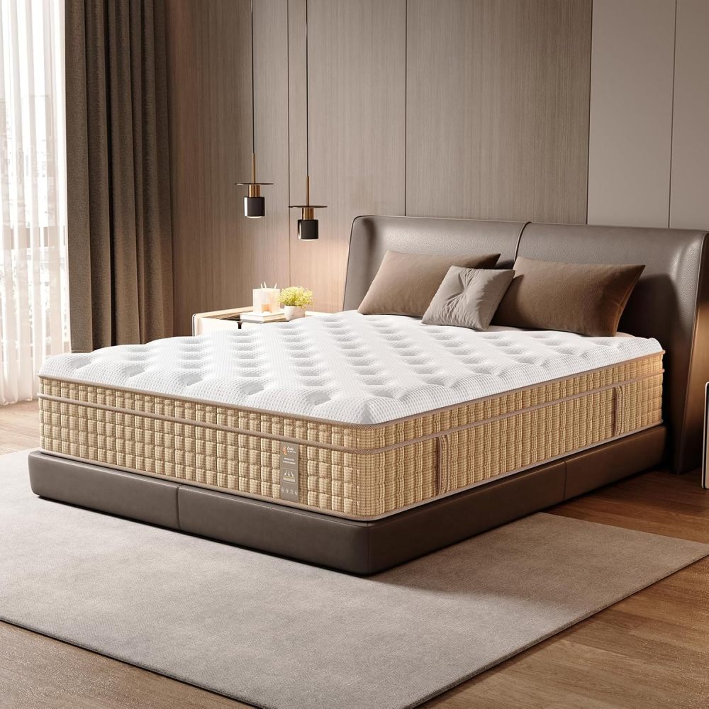 Mattress 14 Inch, 7-Zone Contouring Bed in a Box,Firm Hotel Collection Hybrid Mattresses with Extra Lumbar & Shoulder Support