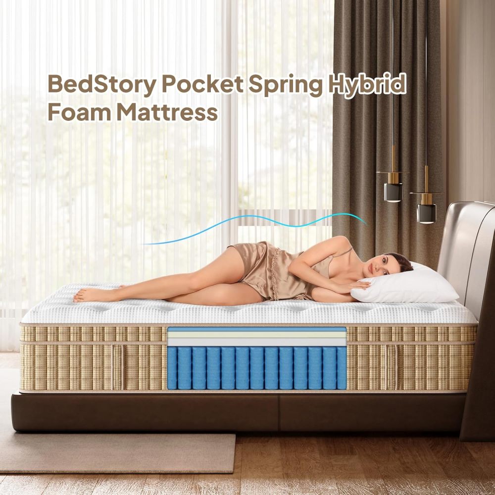 Mattress 14 Inch, 7-Zone Contouring Bed in a Box,Firm Hotel Collection Hybrid Mattresses with Extra Lumbar & Shoulder Support
