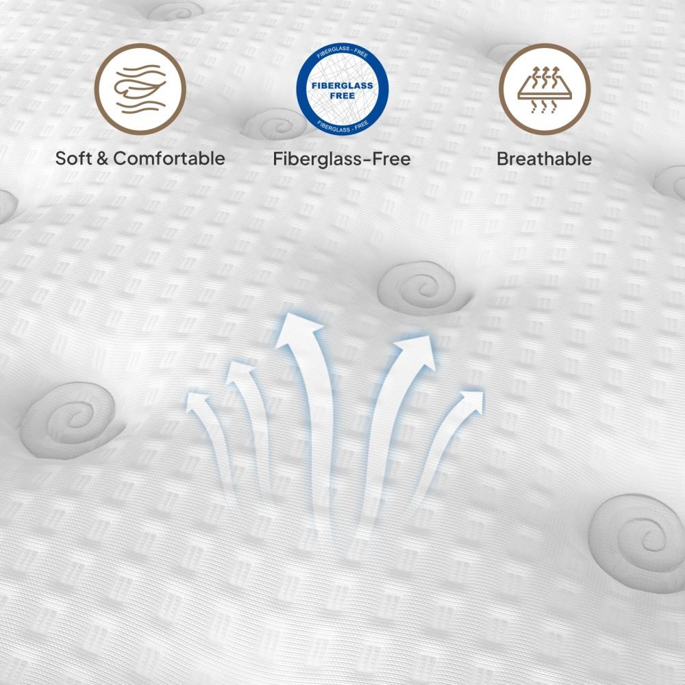 14 Inch Hybrid Mattress with Independently Encased Springs & Gel Memory Foam, Medium-Firm, Fiberglass-Free, CertiPUR-US Certified, Mattress in a Box