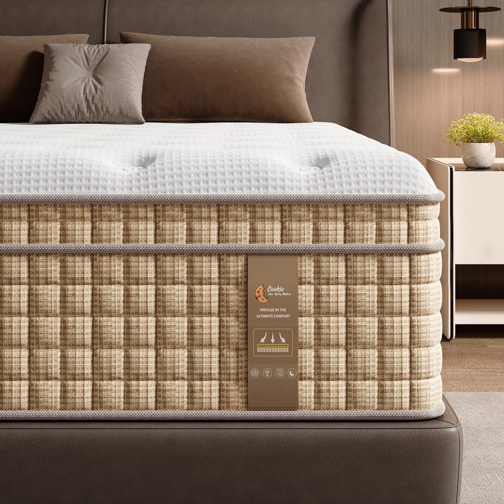 14 Inch Hybrid Mattress with Independently Encased Springs & Gel Memory Foam, Medium-Firm, Fiberglass-Free, CertiPUR-US Certified, Mattress in a Box