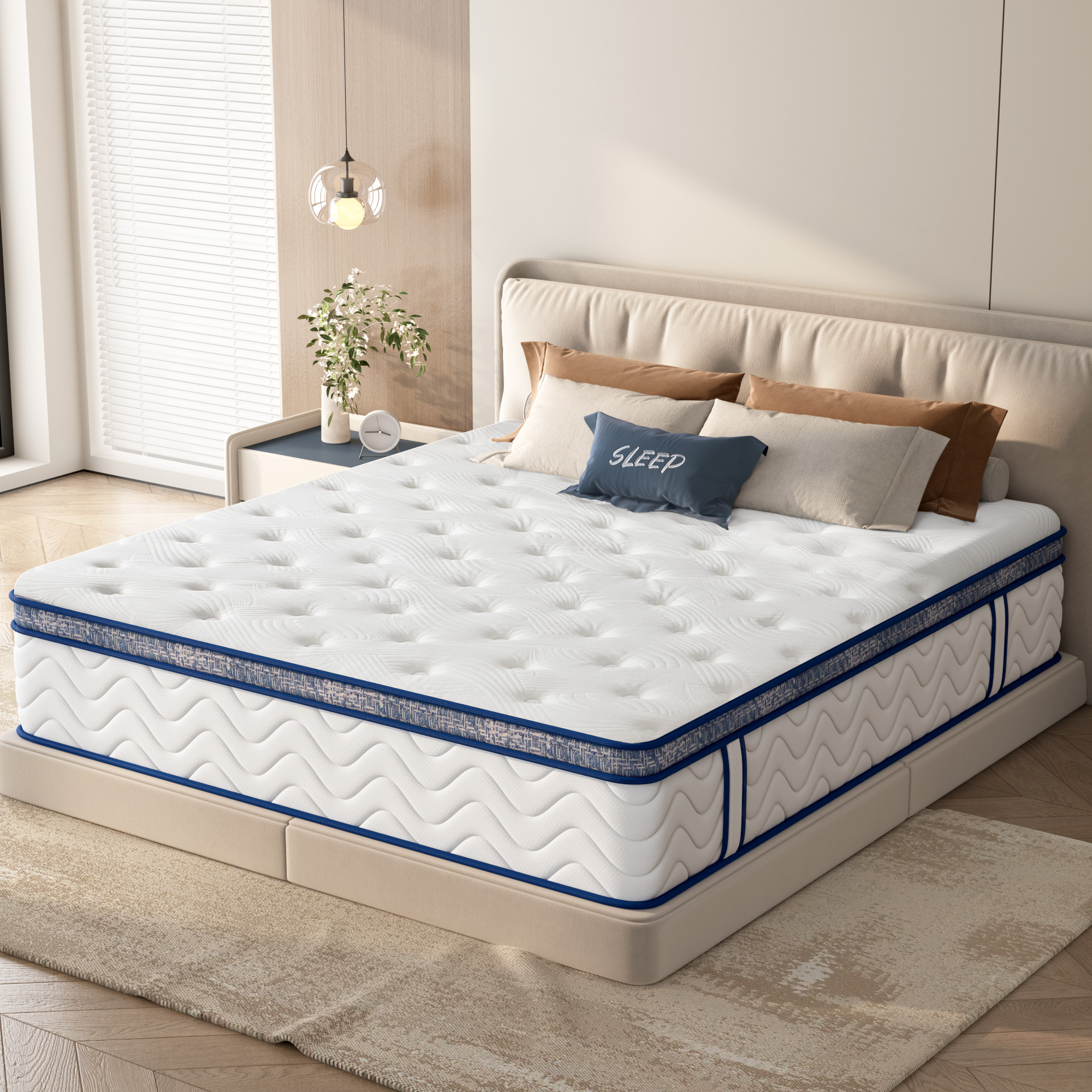 10 Inch Hybrid Mattress, Individually Pocketed Innerspring, Medium Firm
