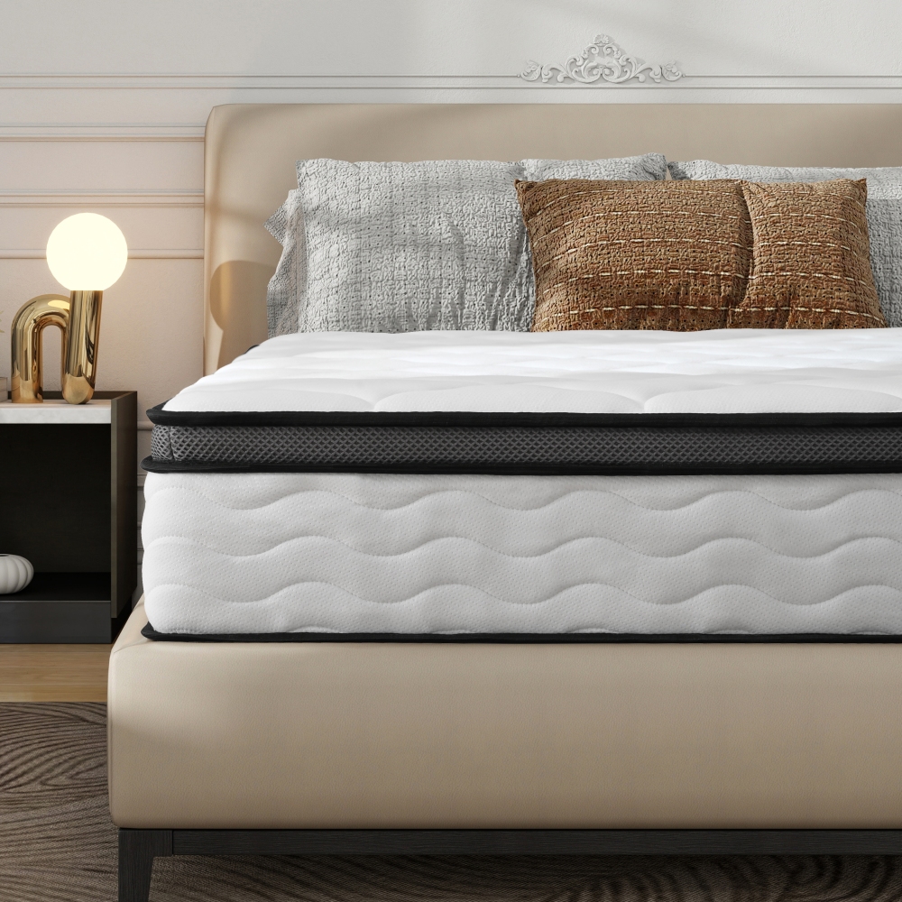 12 Inch Hybrid Mattress in a Box, Individually Wrapped Pocket Coils Innerspring Mattress, Medium Firm, Pressure Relief & Breathable Comfort, CertiPUR-US, OEKO-TEX
