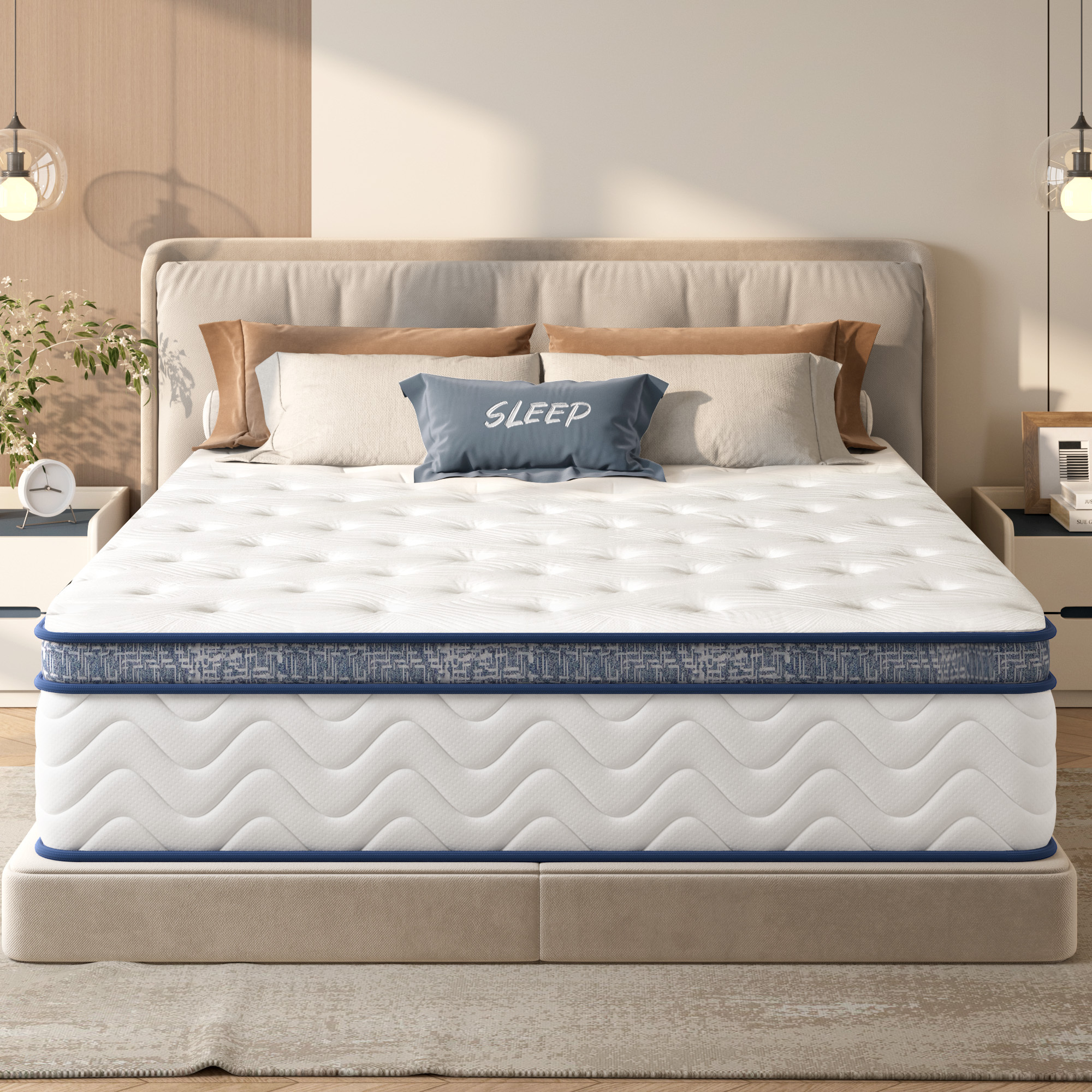 10 Inch Hybrid Mattress, Individually Pocketed Innerspring, Medium Firm