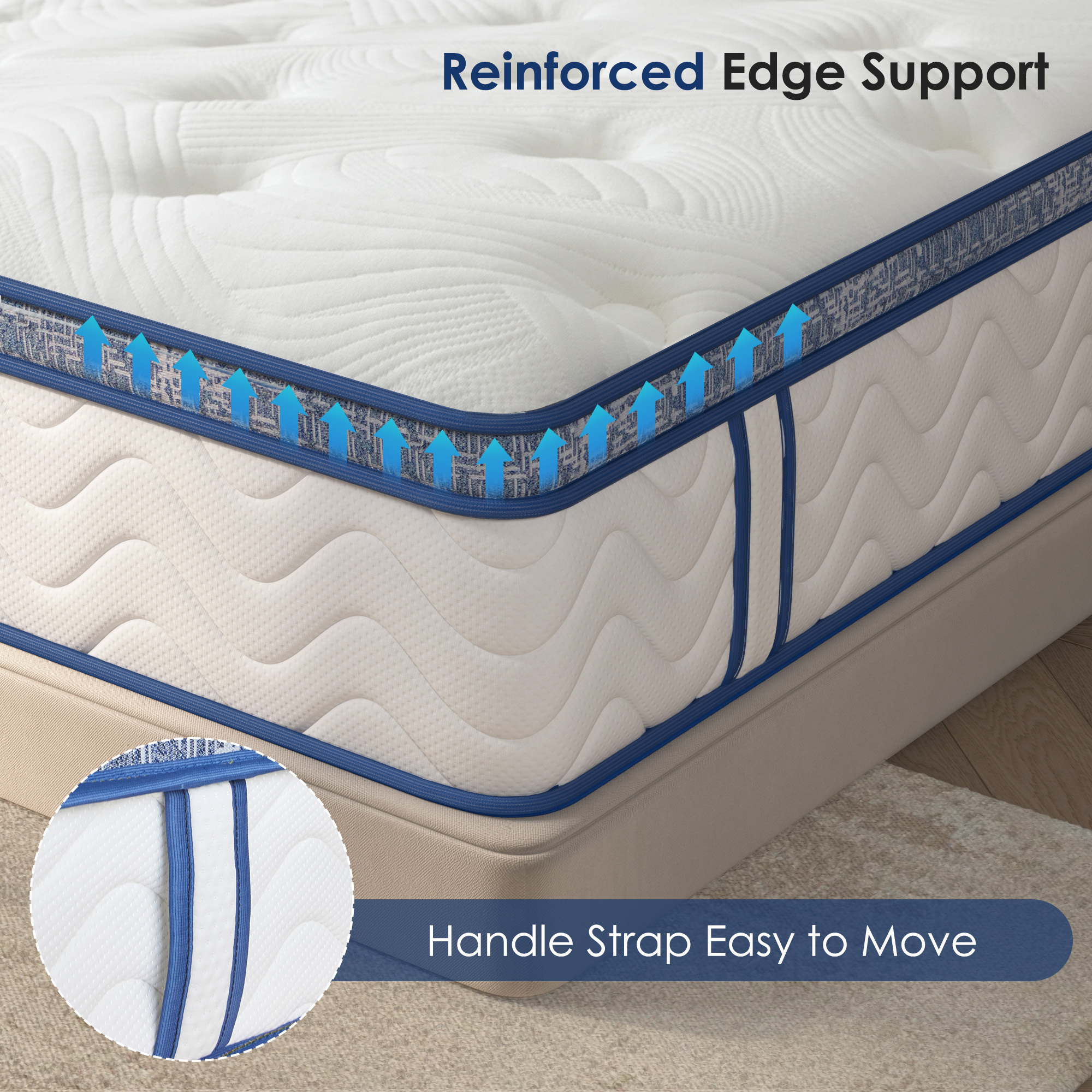 10 Inch Hybrid Mattress, Individually Pocketed Innerspring, Medium Firm