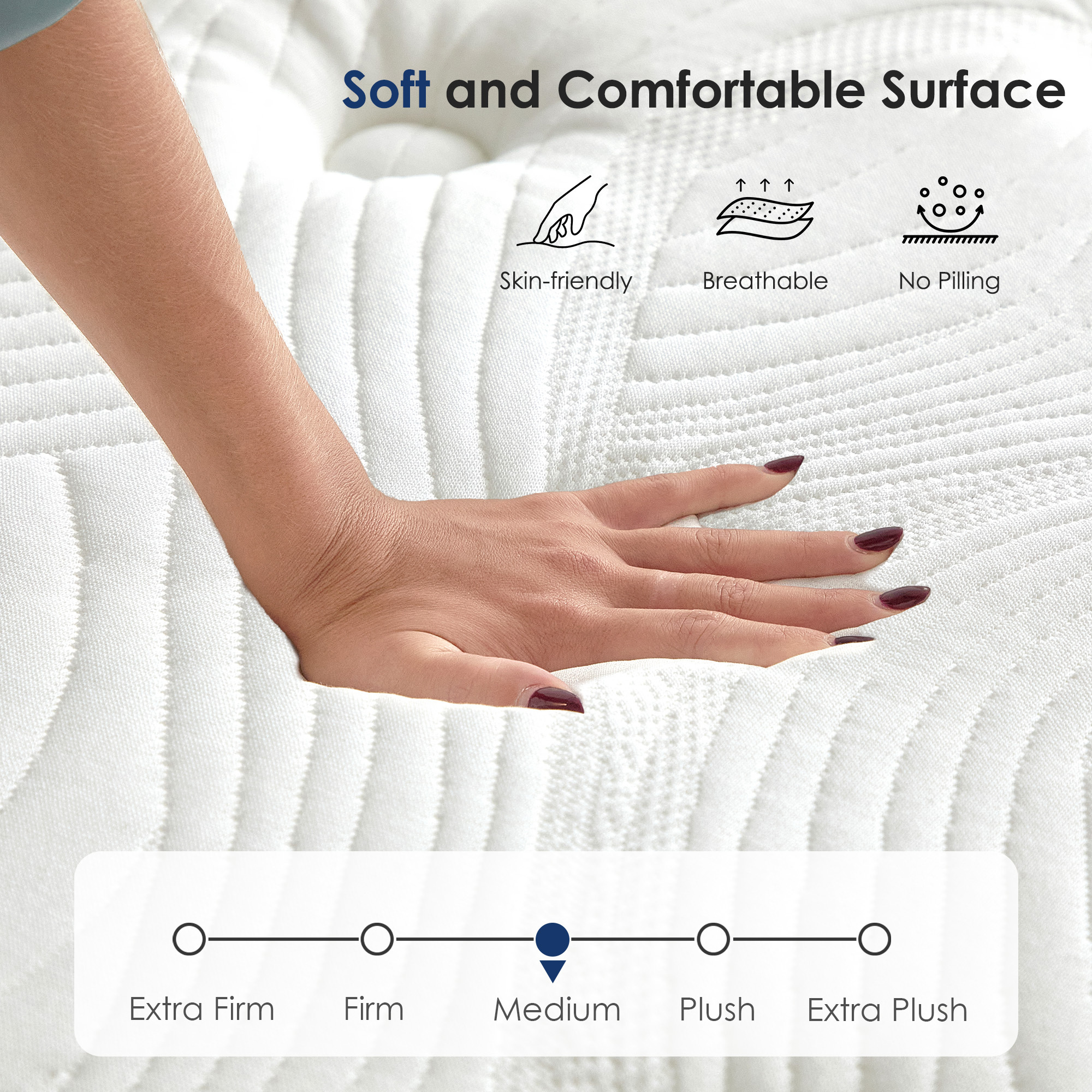 10 Inch Hybrid Mattress, Individually Pocketed Innerspring, Medium Firm