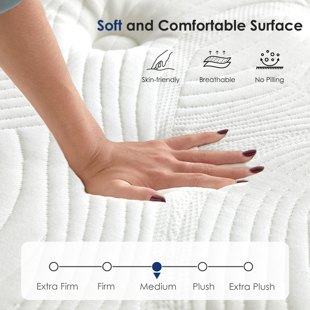 10 Inch Hybrid Mattress, Individually Pocketed Innerspring, Medium Firm