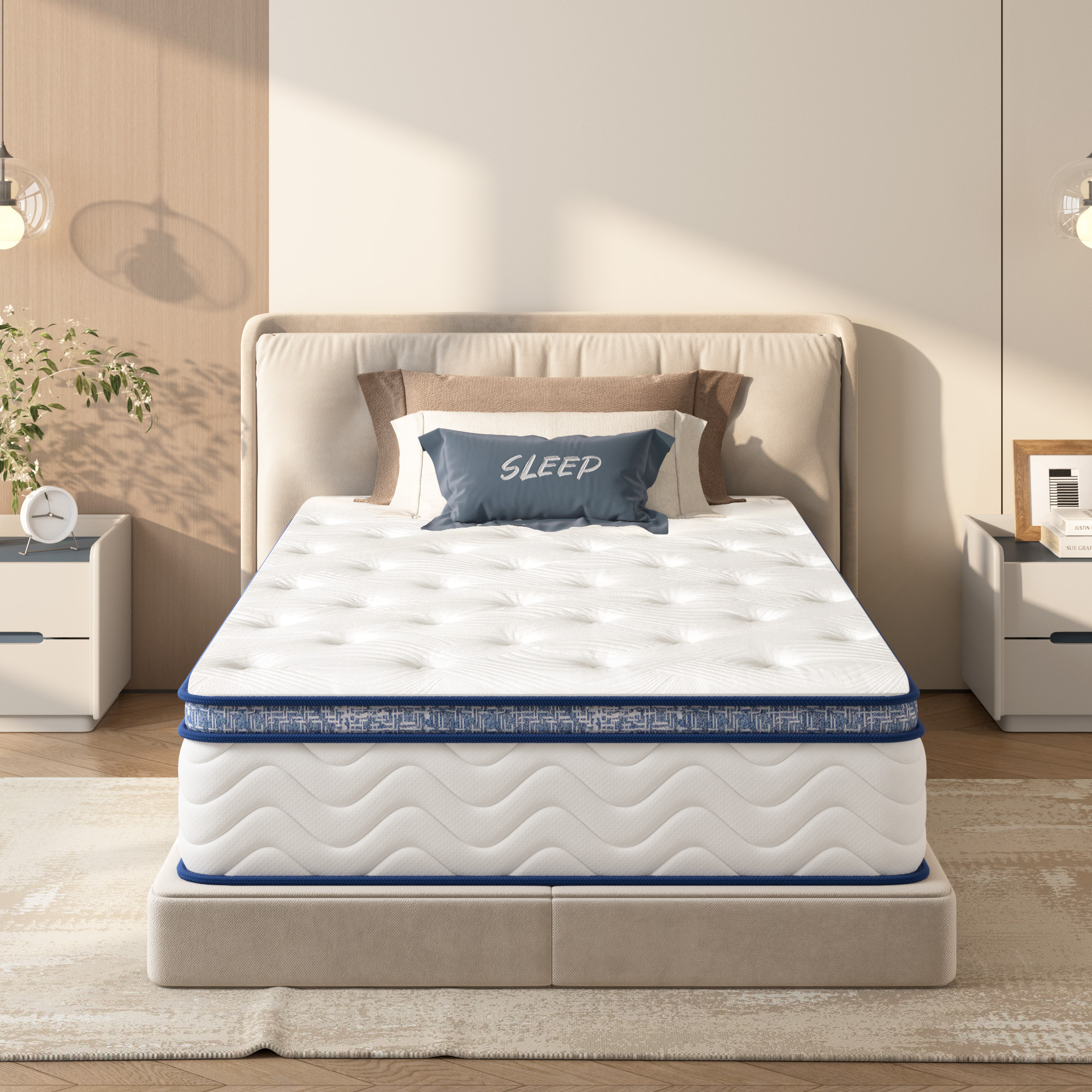 10 Inch Hybrid Mattress, Individually Pocketed Innerspring, Medium Firm