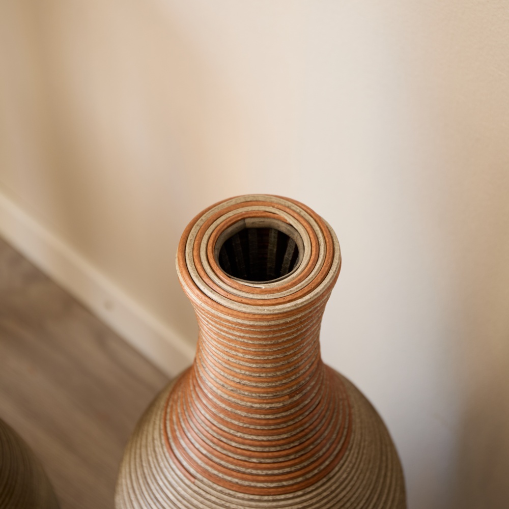 Hand-Woven PVC Rattan Vases, Set of 3 Decorative Floor Vases, Pure Handmade Imitation Rattan Vases for Farmhouse Home Decor