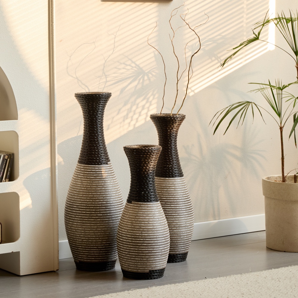 Desktop Vase, Decorative Floor Vase, Classic and Neat Floor Vase, High Independent Flower Stand, Artificial Vine Vase, PVC Floor Vase, Home Decoration Flower Stand Set of 3 pieces
