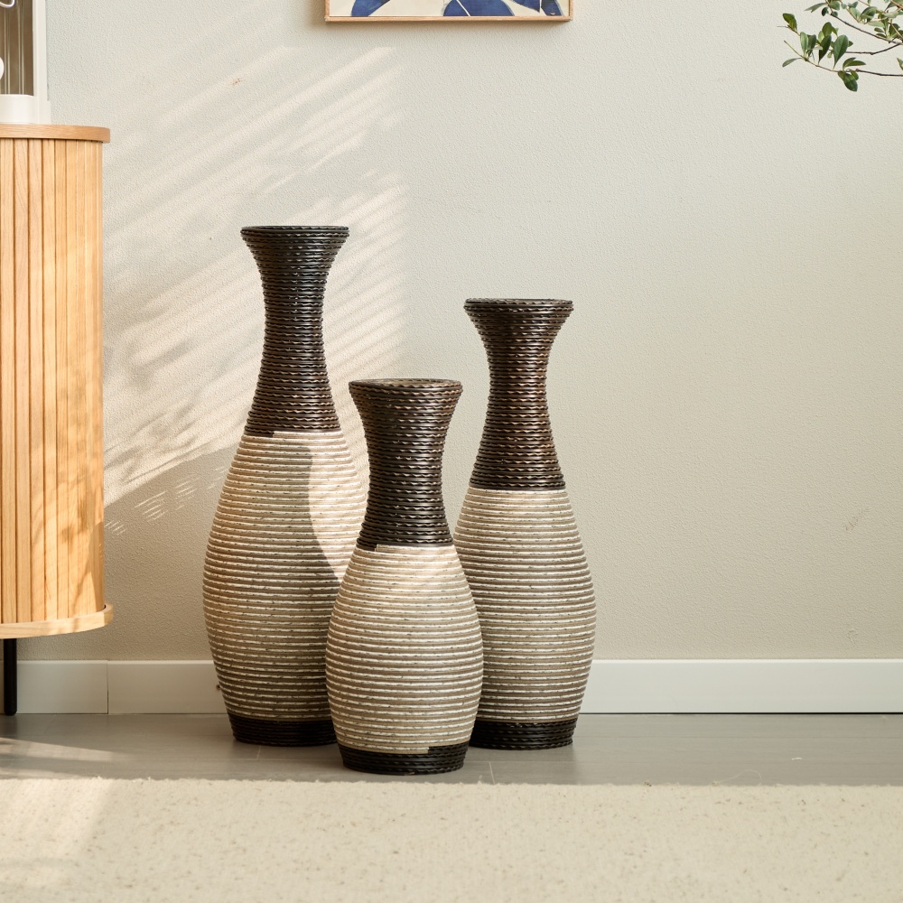 Desktop Vase, Decorative Floor Vase, Classic and Neat Floor Vase, High Independent Flower Stand, Artificial Vine Vase, PVC Floor Vase, Home Decoration Flower Stand Set of 3 pieces