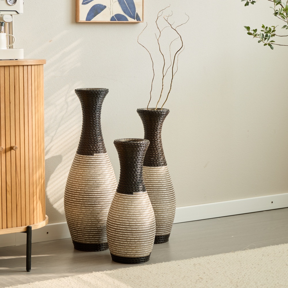 Desktop Vase, Decorative Floor Vase, Classic and Neat Floor Vase, High Independent Flower Stand, Artificial Vine Vase, PVC Floor Vase, Home Decoration Flower Stand Set of 3 pieces