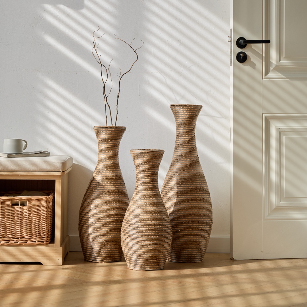 Desktop Vase, Decorative Floor Vase, Classic and Neat Floor Vase, High Independent Flower Stand, Artificial Vine Vase, PVC Floor Vase, Home Decoration Flower Stand Set of 3 pieces