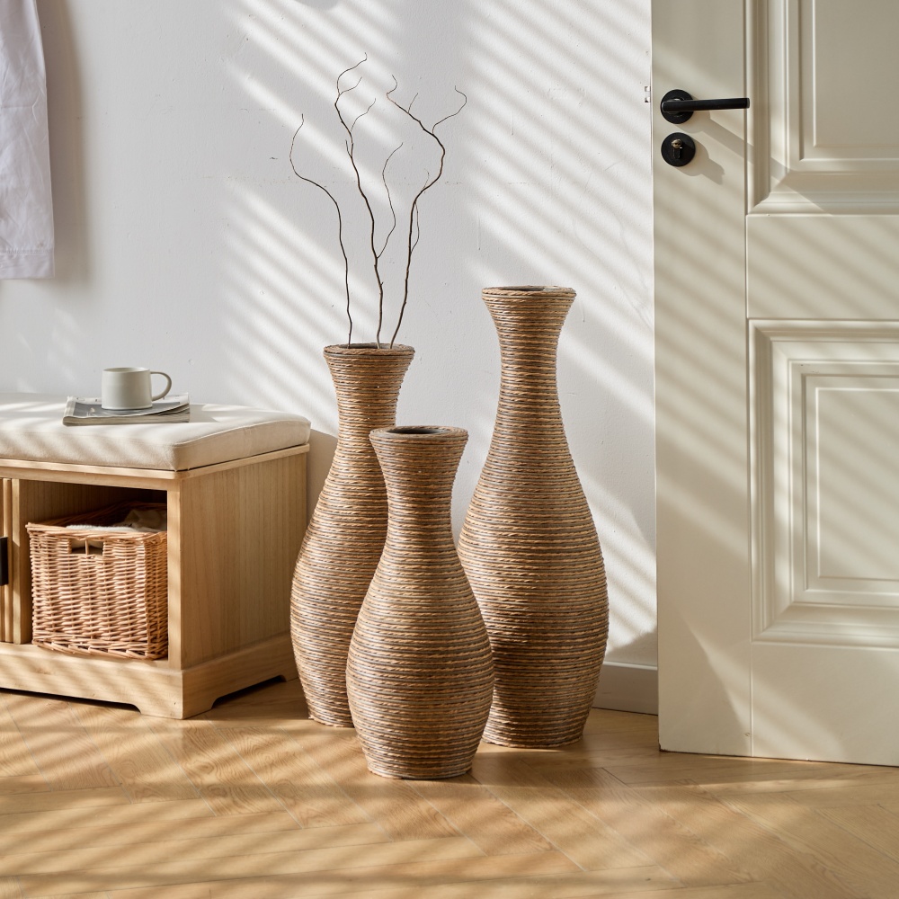 Desktop Vase, Decorative Floor Vase, Classic and Neat Floor Vase, High Independent Flower Stand, Artificial Vine Vase, PVC Floor Vase, Home Decoration Flower Stand Set of 3 pieces