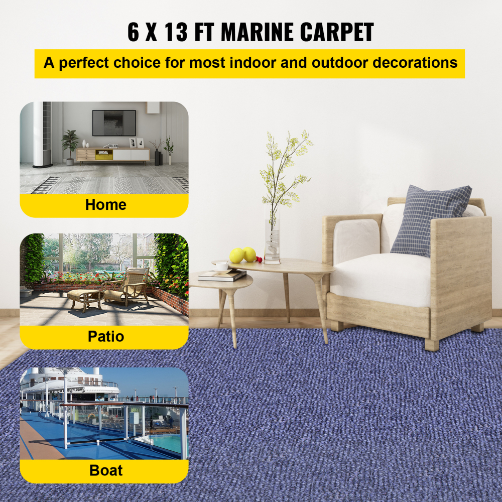 Deep Blue Marine Carpet, Marine Carpeting Marine Grade Carpet for Boats with Waterproof Back Outdoor Rug for Patio Porch Deck Garage Outdoor Area Rug Runner Non-Slide Porch Rug