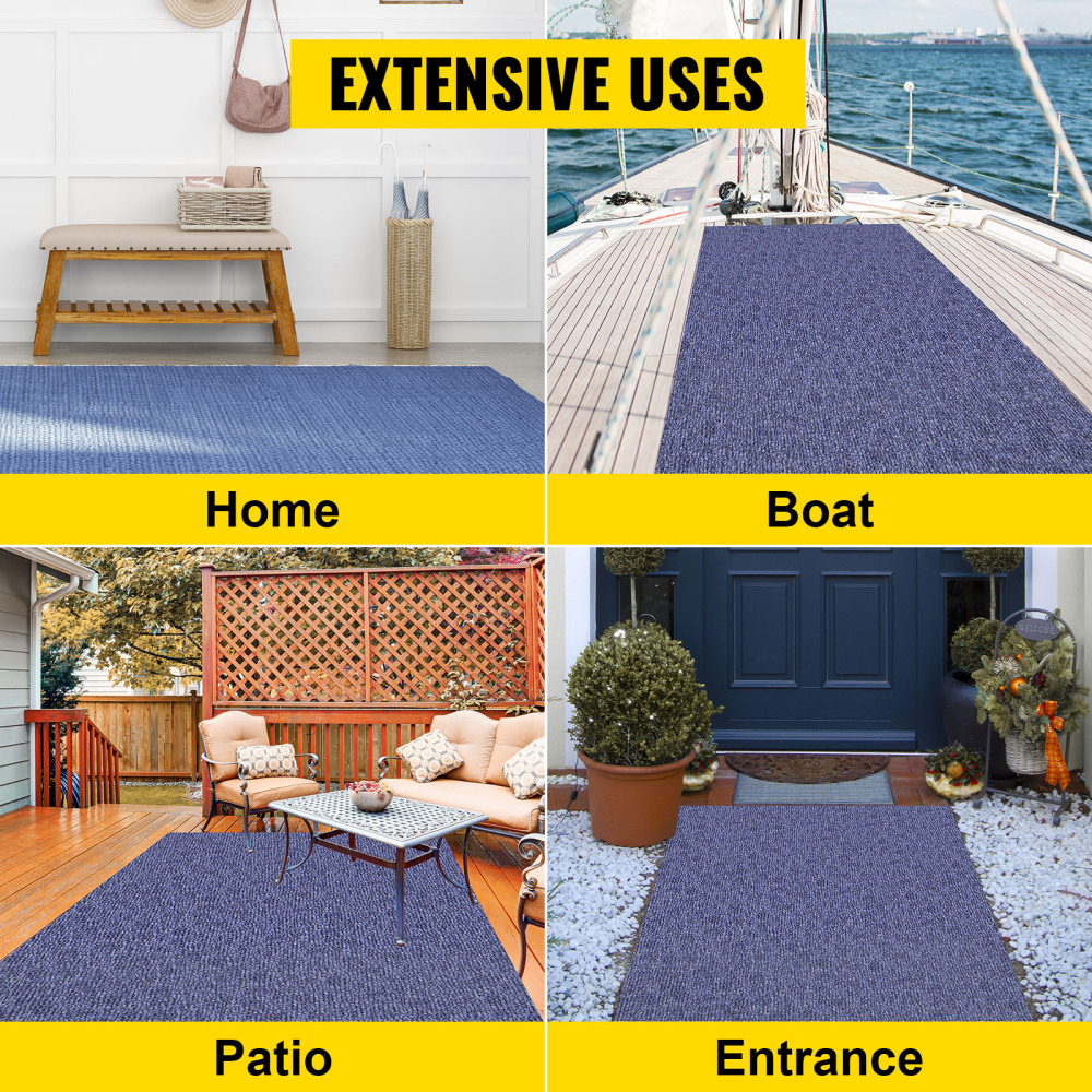 Deep Blue Marine Carpet, Marine Carpeting Marine Grade Carpet for Boats with Waterproof Back Outdoor Rug for Patio Porch Deck Garage Outdoor Area Rug Runner Non-Slide Porch Rug