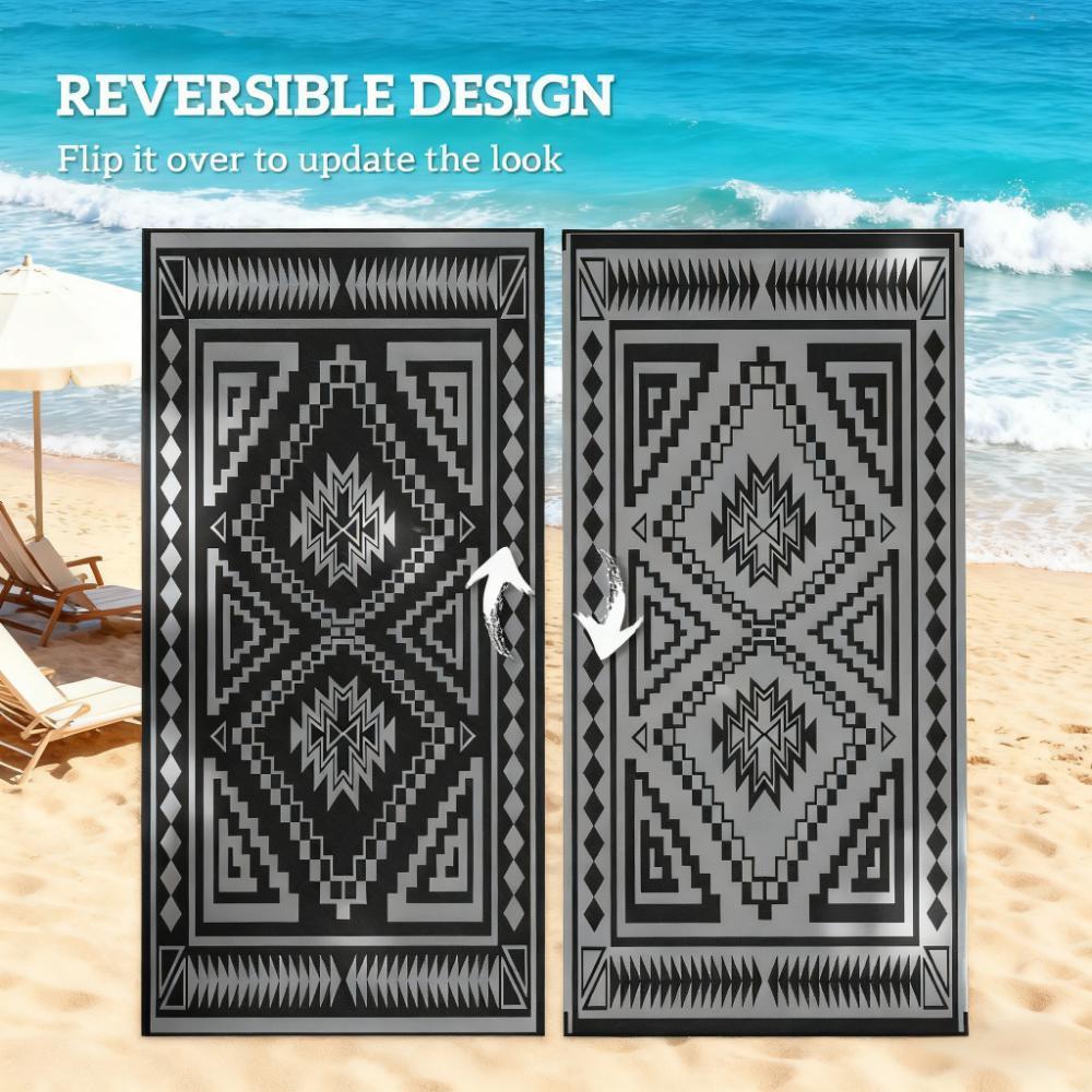 Outdoor Rug,Reversible Outdoor Rug, Waterproof Plastic Straw with Carry Bag